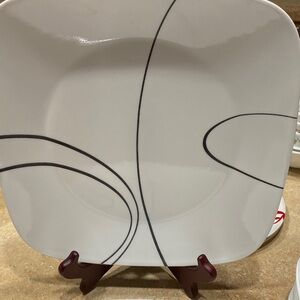 Set of 2 - Corelle Simple Lines 10 1/2" Square Dinner Plates